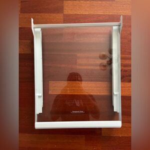 GE General Electric White Refrigerator Shelf with Tempered Glass - holds crisper